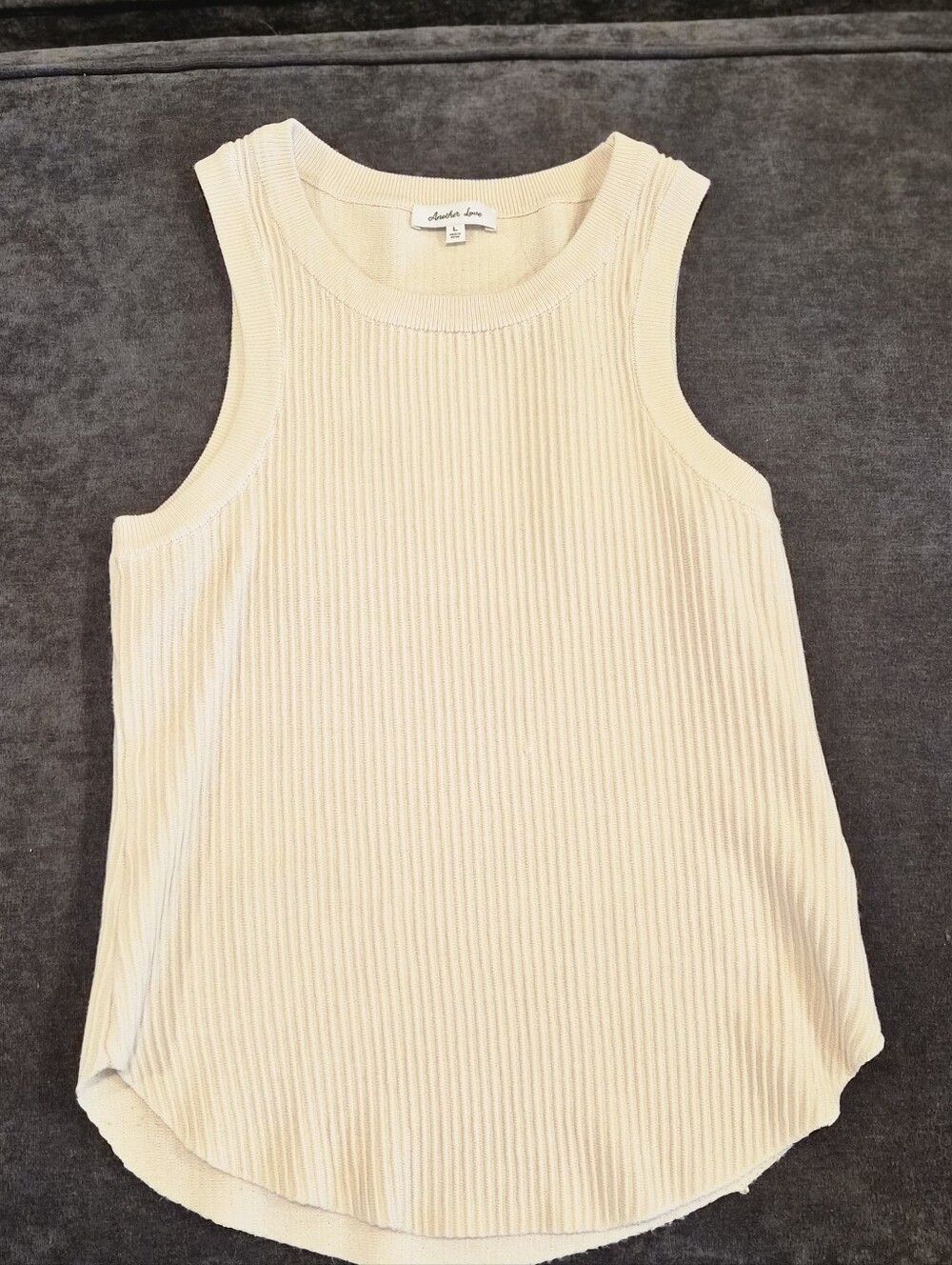 Another Love Cream Ribbed Tank Top - Scoop Neck